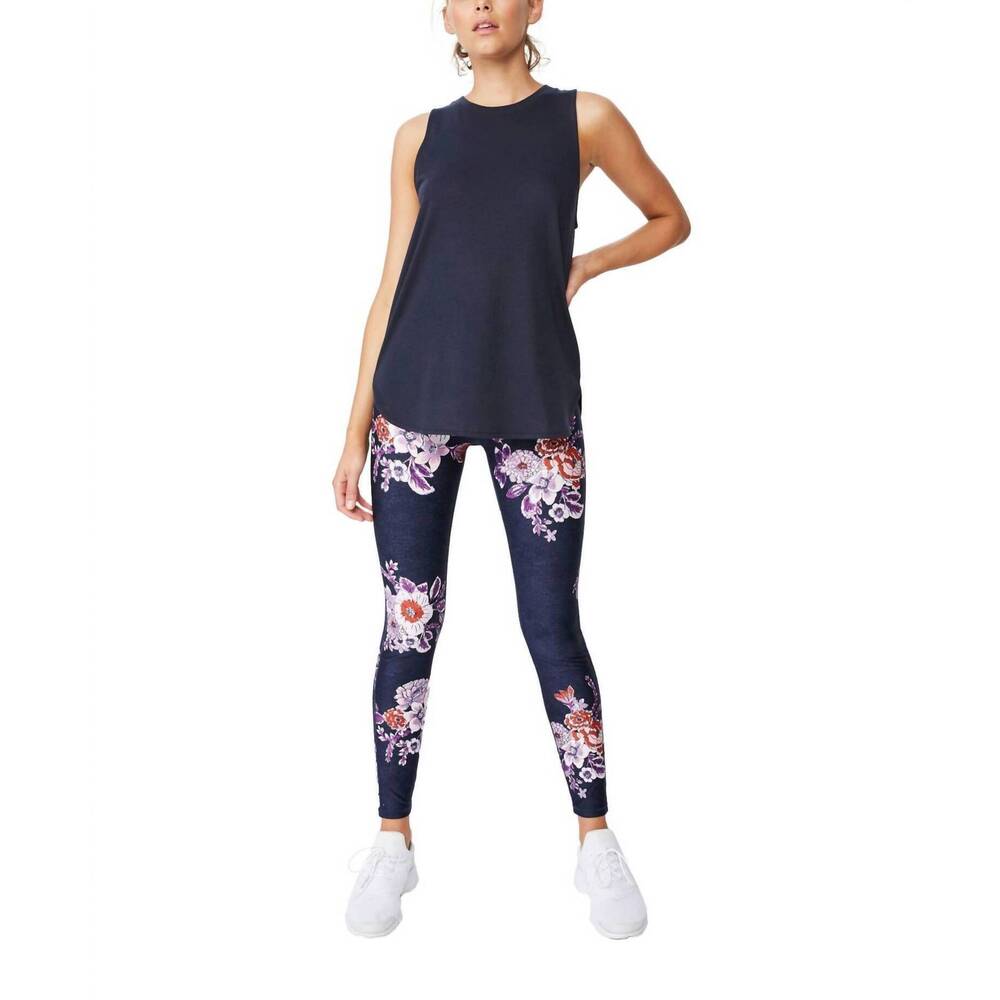 NEW COTTON ON juniors active curve hem tank top in tan navy blue